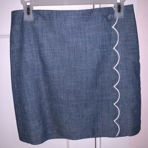 J.Crew Chambray Scalloped Skirt (size 4)
